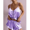Ekouaer Womens Satin Pajamas Sets Silk Cami Lingerie Pjs Sleepwear(Lilac)
