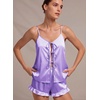 Ekouaer Womens Satin Pajamas Sets Silk Cami Lingerie Pjs Sleepwear(Lilac)
