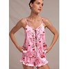 Ekouaer Womens Satin Pajamas Sets Silk Cami Lingerie Pjs Sleepwear(Pink Cherry)
