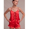 Ekouaer Womens Satin Pajamas Sets Silk Cami Lingerie Pjs Sleepwear(Red)