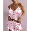 Ekouaer Womens Satin Pajamas Sets Silk Cami Lingerie Pjs Sleepwear(Striped Bow)