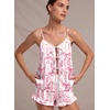 Ekouaer Womens Satin Pajamas Sets Silk Cami Lingerie Pjs Sleepwear(Striped Bow)