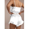 Ekouaer Womens Satin Pajamas Sets Silk Cami Lingerie Pjs Sleepwear(White)