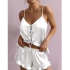 Ekouaer Womens Satin Pajamas Sets Silk Cami Lingerie Pjs Sleepwear(White)