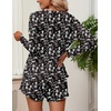 Ekouaer Womens Waffle Knit Pajama Sets Long Sleeve Top and Shorts Matching Lounge Set Loungewear Sweatsuit with Pockets(Halloween-skull)