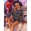 Ekouaer Womens Waffle Knit Pajama Sets Long Sleeve Top and Shorts Matching Lounge Set Loungewear Sweatsuit with Pockets(Halloween-skull)