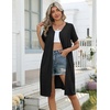 Ekouaer Zipper Robes for Women Short Knit Lightweight Bathrobe with Pockets(Black)