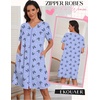 Ekouaer Zipper Robes for Women Short Knit Lightweight Bathrobe with Pockets(Blue Butterflies)