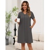 Ekouaer Zipper Robes for Women Short Knit Lightweight Bathrobe with Pockets(Dark Gray)