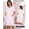 Ekouaer Zipper Robes for Women Short Knit Lightweight Bathrobe with Pockets(Pink Bow)