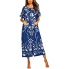 Navy Blue White Flowers