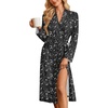 Ekouaer Womens Robe Long Kimono Bathrobe Lightweight Sleepwear with Pockets(Black Stars Moon)