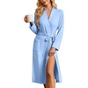 Ekouaer Womens Robe Long Kimono Bathrobe Lightweight Sleepwear with Pockets(Blue)