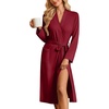 Ekouaer Womens Robe Long Kimono Bathrobe Lightweight Sleepwear with Pockets(Burgundy)