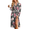 Ekouaer Womens Robe Long Kimono Bathrobe Lightweight Sleepwear with Pockets(Pink Flowers)