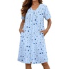 Ekouaer Zipper Robes for Women Short Knit Lightweight Bathrobe with Pockets(Blue Moon Star)