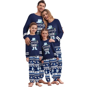 Ekouaer Family Christmas Pajamas Matching Sets Cute Long Sleeve Couple Pjs(Blue-christmas Crew)