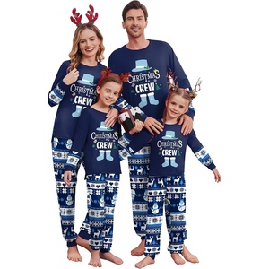 Ekouaer Family Christmas Pajamas Matching Sets with Print Tops and Pants(Navy Blue Hat)