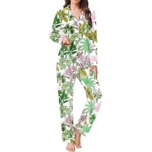 Ekouaer Womens Pajamas Set Button Down Long Sleeve Top & Pants Lounge Sets(Tree)