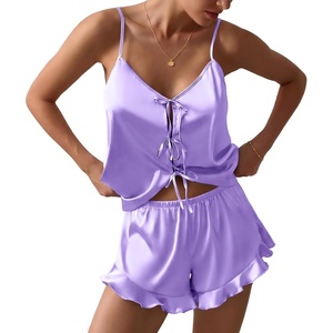 Ekouaer Womens Satin Pajamas Sets Silk Cami Lingerie Pjs Sleepwear(Lilac)