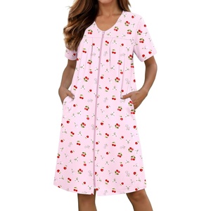 Ekouaer Zipper Robes for Women Short Knit Lightweight Bathrobe with Pockets(Cherry)