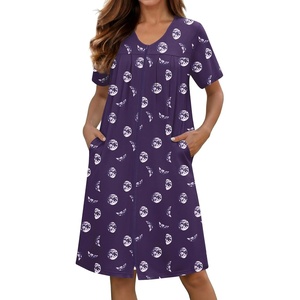 Ekouaer Zipper Robes for Women Short Knit Lightweight Bathrobe with Pockets(Moon)
