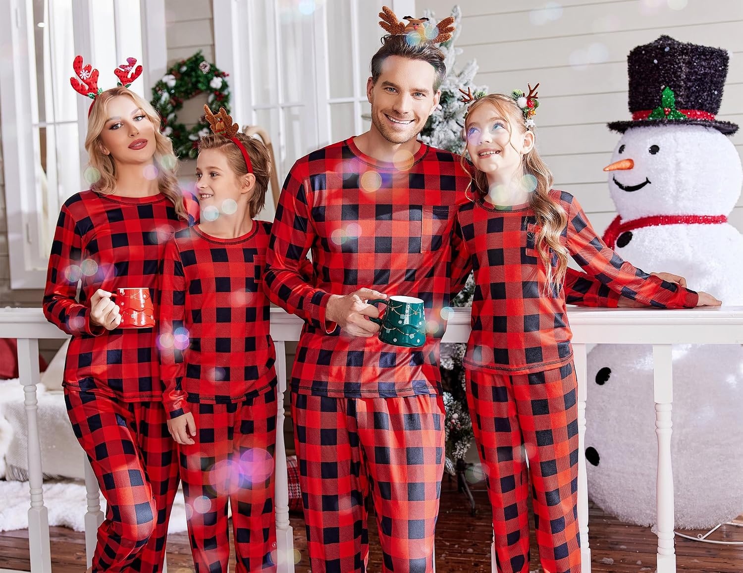 image:imageEkouaer Family Christmas Pajamas Matching Sets Holiday Couple Pjs SleepwearRed and Black Plaid