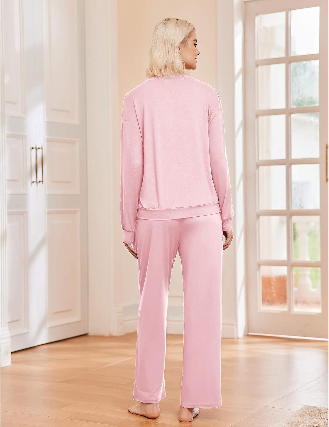 image:imageEkouaer Pajama Sets Women 2 Piece Long Sleeve Sleepwear Cozy Pjs LoungewearPink