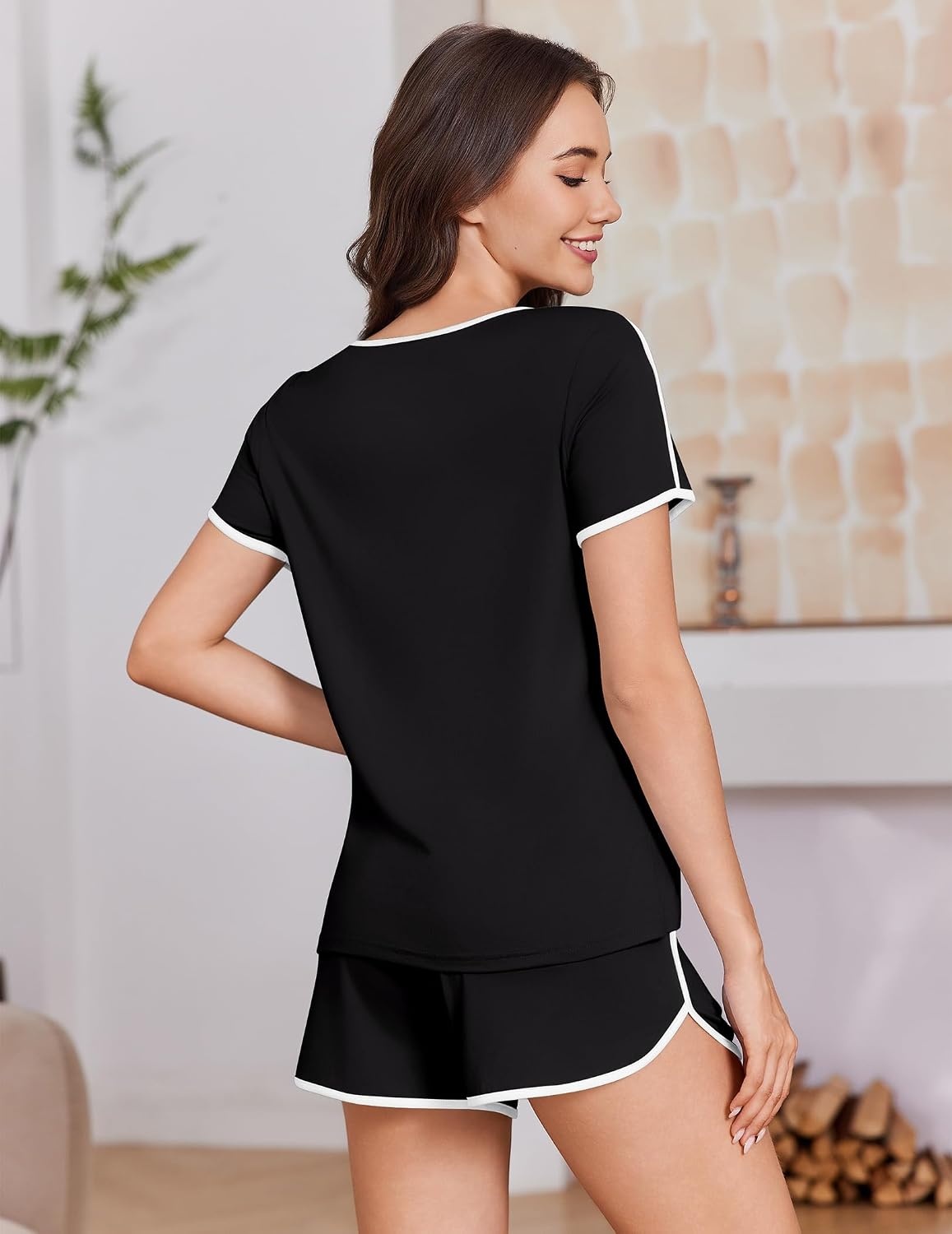 image:imageEkouaer Womens Pajama Sets 2 Piece Soft Sleepwear Summer Lounge Sets SXXLBlack