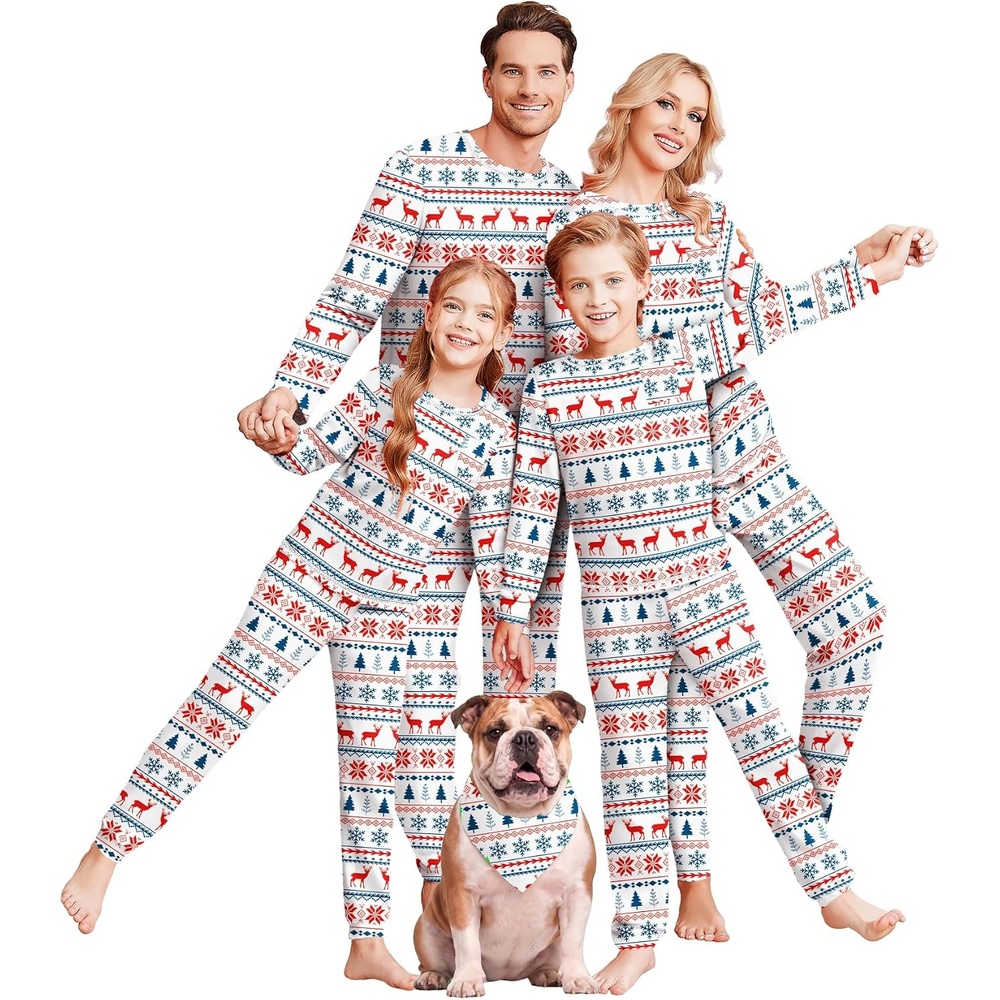 image:imageEkouaer Family Christmas Pajamas Matching Sets Holiday Couple Pjs SleepwearChristmas Snowflake on White