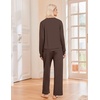 Ekouaer Pajama Sets Women 2 Piece Long Sleeve Sleepwear Cozy Pjs Loungewear(Dark Brown)