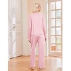 Ekouaer Pajama Sets Women 2 Piece Long Sleeve Sleepwear Cozy Pjs Loungewear(Pink)