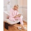 Ekouaer Pajama Sets Women 2 Piece Long Sleeve Sleepwear Cozy Pjs Loungewear(Pink)