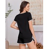 Ekouaer Womens Pajama Sets 2 Piece Soft Sleepwear Summer Lounge Sets S-XXL(Black)