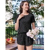 Ekouaer Womens Pajama Sets 2 Piece Soft Sleepwear Summer Lounge Sets S-XXL(Black Leopard Print)