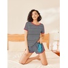 Ekouaer Womens Pajama Sets 2 Piece Soft Sleepwear Summer Lounge Sets S-XXL(Black and White Stripe)