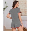 Ekouaer Womens Pajama Sets 2 Piece Soft Sleepwear Summer Lounge Sets S-XXL(Black and White Stripe)