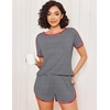 Ekouaer Womens Pajama Sets 2 Piece Soft Sleepwear Summer Lounge Sets S-XXL(Black and White Stripe)