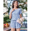 Ekouaer Womens Pajama Sets 2 Piece Soft Sleepwear Summer Lounge Sets S-XXL(Blue – Leaves)
