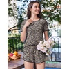 Ekouaer Womens Pajama Sets 2 Piece Soft Sleepwear Summer Lounge Sets S-XXL(Brown Leopard Print)