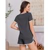 Ekouaer Womens Pajama Sets 2 Piece Soft Sleepwear Summer Lounge Sets S-XXL(Dark Grey)