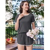 Ekouaer Womens Pajama Sets 2 Piece Soft Sleepwear Summer Lounge Sets S-XXL(Dark Grey)
