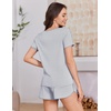 Ekouaer Womens Pajama Sets 2 Piece Soft Sleepwear Summer Lounge Sets S-XXL(Grey Stripe)