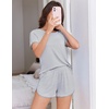 Ekouaer Womens Pajama Sets 2 Piece Soft Sleepwear Summer Lounge Sets S-XXL(Grey Stripe)