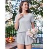 Ekouaer Womens Pajama Sets 2 Piece Soft Sleepwear Summer Lounge Sets S-XXL(Grey Stripe)