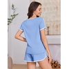 Ekouaer Womens Pajama Sets 2 Piece Soft Sleepwear Summer Lounge Sets S-XXL(Light Blue)