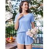 Ekouaer Womens Pajama Sets 2 Piece Soft Sleepwear Summer Lounge Sets S-XXL(Light Blue)
