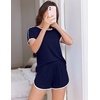 Ekouaer Womens Pajama Sets 2 Piece Soft Sleepwear Summer Lounge Sets S-XXL(Navy Blue)
