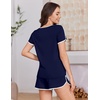 Ekouaer Womens Pajama Sets 2 Piece Soft Sleepwear Summer Lounge Sets S-XXL(Navy Blue)
