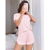 Ekouaer Womens Pajama Sets 2 Piece Soft Sleepwear Summer Lounge Sets S-XXL(Pink Stripe)